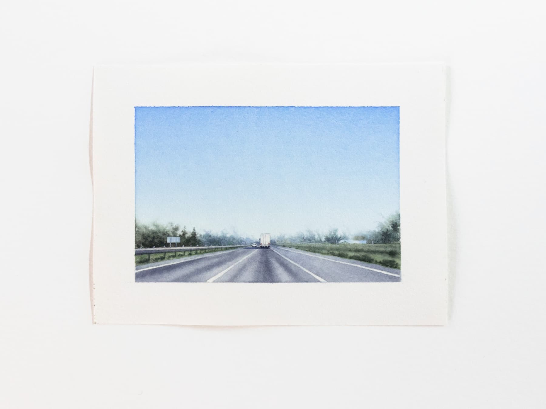 Carretera, mediodía, acuarela